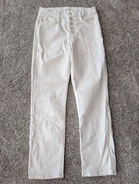 Good American Good Legs Straight Jeans Cloud White Button Fly 2/26